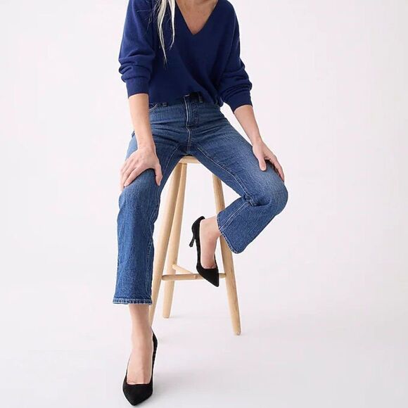 NWT J. Crew 9" Demi Boot Cut Crop Palmyra Hash Denim Jean BP487 Retails $128 - Picture 2 of 13